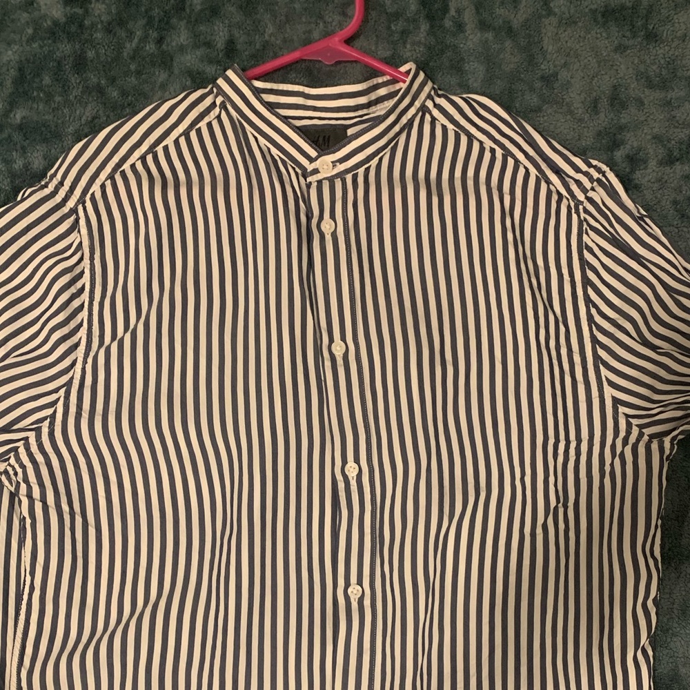 White and Grey striped button down